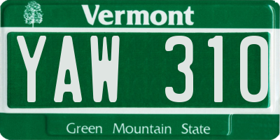 VT license plate YAW310
