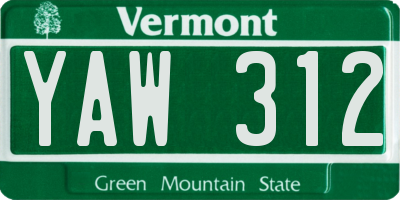 VT license plate YAW312