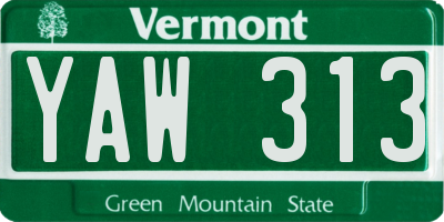 VT license plate YAW313