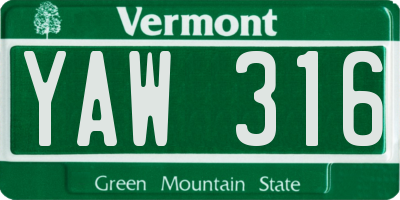 VT license plate YAW316