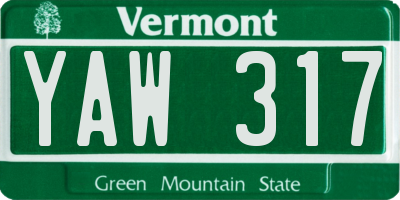 VT license plate YAW317