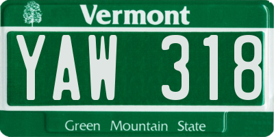 VT license plate YAW318
