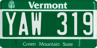 VT license plate YAW319