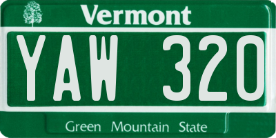 VT license plate YAW320