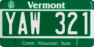 VT license plate YAW321