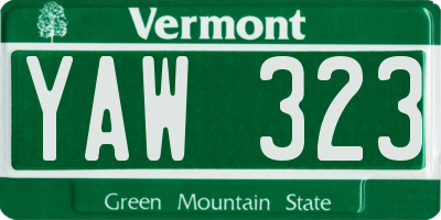 VT license plate YAW323