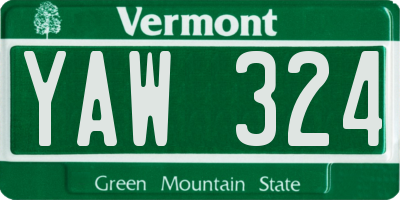VT license plate YAW324