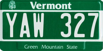 VT license plate YAW327