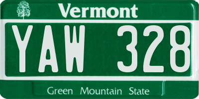 VT license plate YAW328