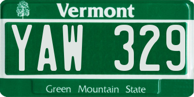 VT license plate YAW329
