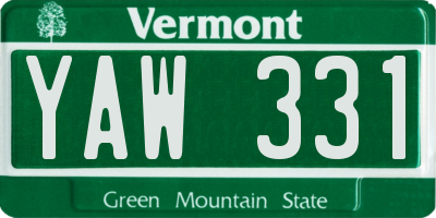 VT license plate YAW331
