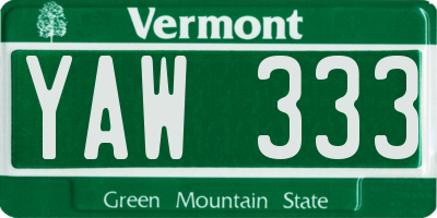 VT license plate YAW333