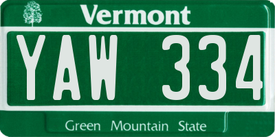 VT license plate YAW334