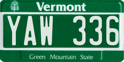 VT license plate YAW336