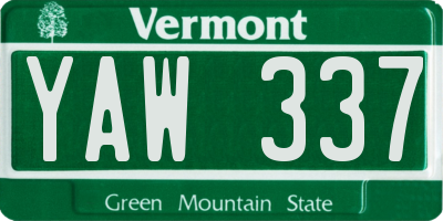 VT license plate YAW337