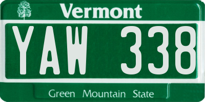VT license plate YAW338