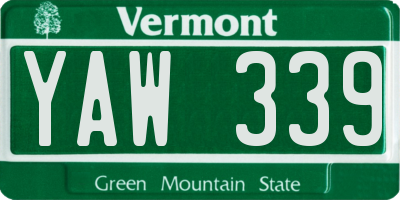 VT license plate YAW339