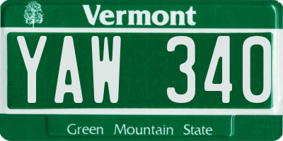 VT license plate YAW340
