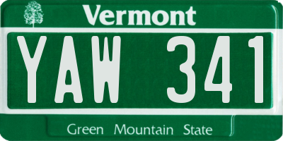 VT license plate YAW341