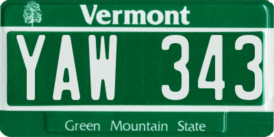 VT license plate YAW343