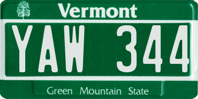 VT license plate YAW344