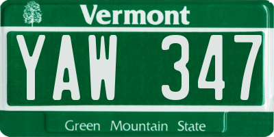 VT license plate YAW347