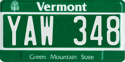 VT license plate YAW348