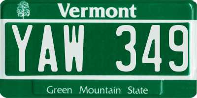 VT license plate YAW349
