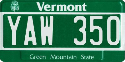 VT license plate YAW350