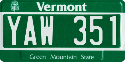 VT license plate YAW351