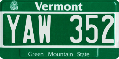 VT license plate YAW352