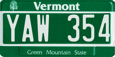 VT license plate YAW354