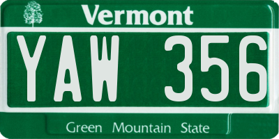 VT license plate YAW356