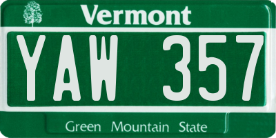 VT license plate YAW357