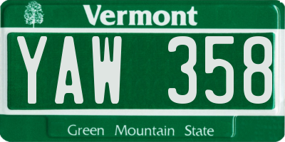 VT license plate YAW358
