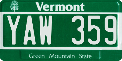 VT license plate YAW359