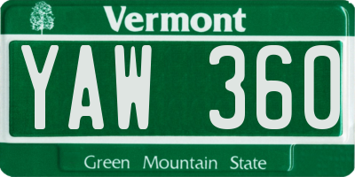 VT license plate YAW360