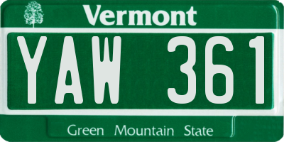 VT license plate YAW361