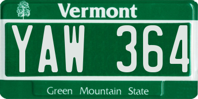 VT license plate YAW364