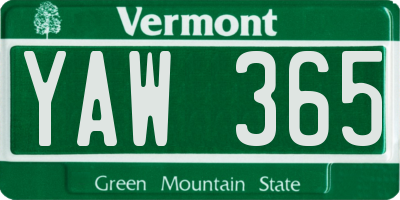 VT license plate YAW365