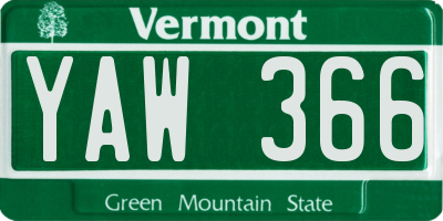 VT license plate YAW366