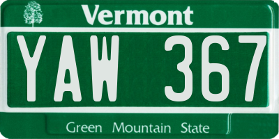 VT license plate YAW367