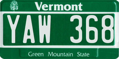 VT license plate YAW368