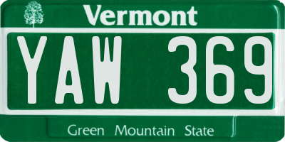 VT license plate YAW369