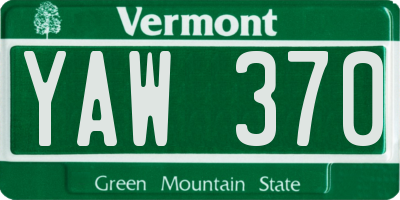VT license plate YAW370