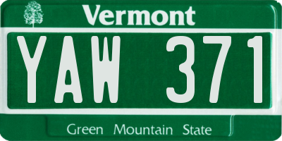 VT license plate YAW371