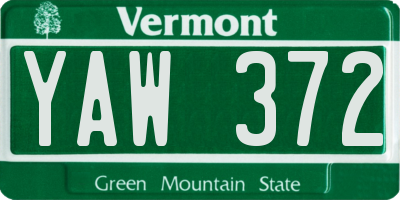 VT license plate YAW372
