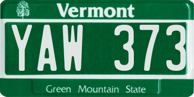 VT license plate YAW373