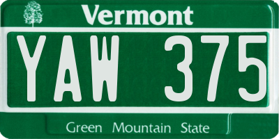 VT license plate YAW375