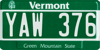 VT license plate YAW376